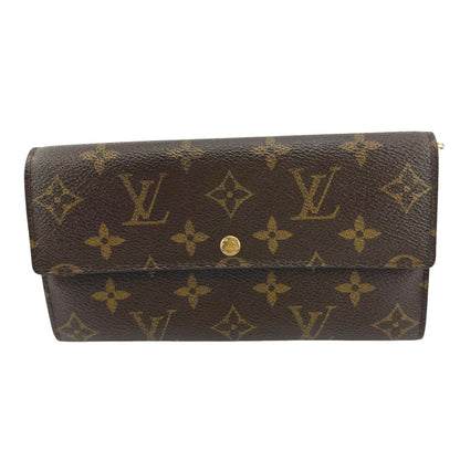 LOUIS VUITTON Long Wallet Purse M61725 Monogram canvas Brown With zipper Monogram Pochette Portonecredi Women(Unisex) Used Authentic