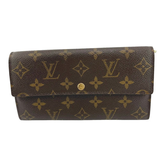 LOUIS VUITTON Long Wallet Purse M61725 Monogram canvas Brown With zipper Monogram Pochette Portonecredi Women(Unisex) Used Authentic