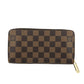 LOUIS VUITTON Long Wallet Purse N60015 Damier canvas Ebene Zip Around Damier Zippy wallet unisex(Unisex) Used Authentic