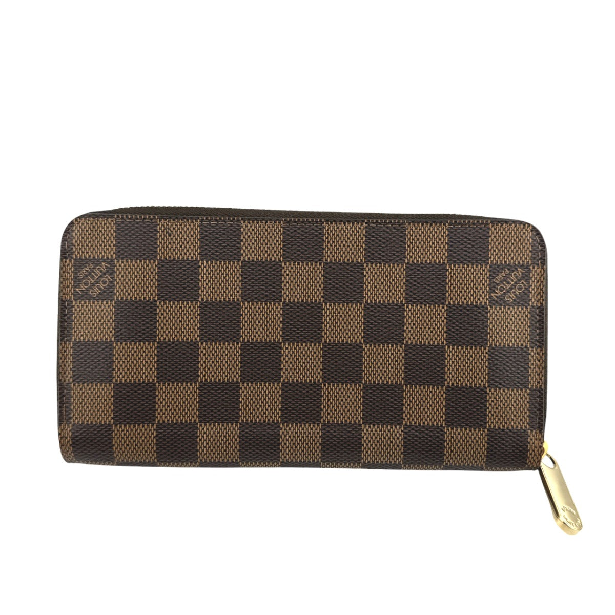LOUIS VUITTON Long Wallet Purse N60015 Damier canvas Ebene Zip Around Damier Zippy wallet unisex(Unisex) Used Authentic