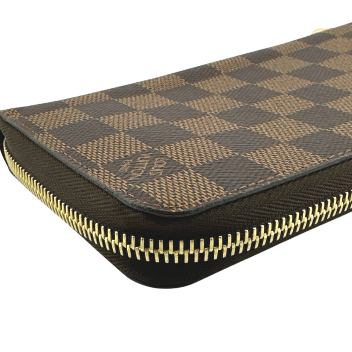 LOUIS VUITTON Long Wallet Purse N60015 Damier canvas Ebene Zip Around Damier Zippy wallet unisex(Unisex) Used Authentic