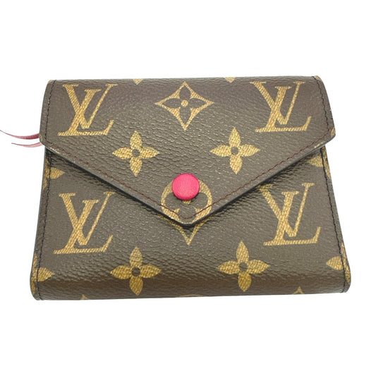 LOUIS VUITTON Coin case M41938 Monogram canvas Red Coin purse with Card Case Monogram Portefeuille Victorine Women Used Authentic