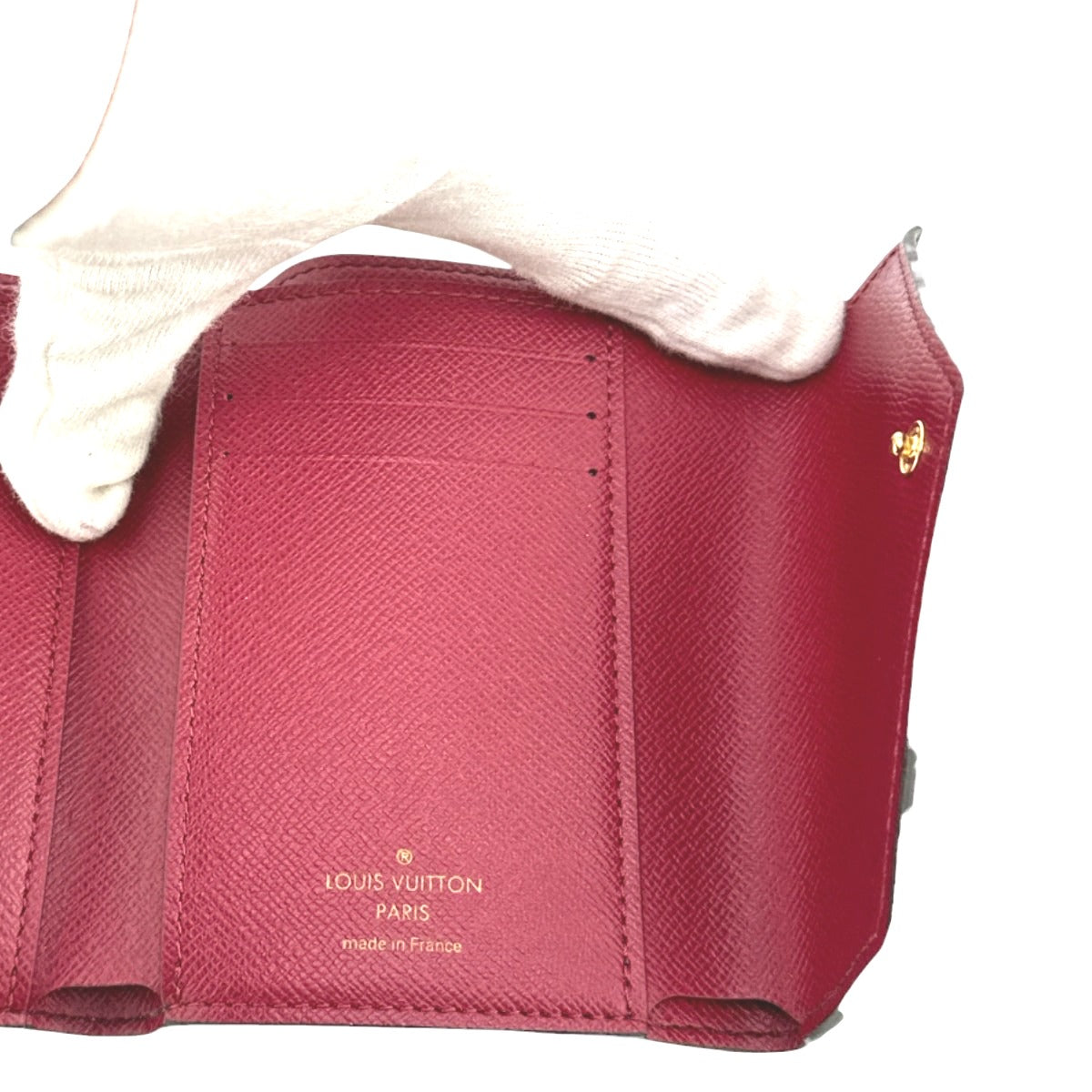 LOUIS VUITTON Coin case M41938 Monogram canvas Red Coin purse with Card Case Monogram Portefeuille Victorine Women Used Authentic