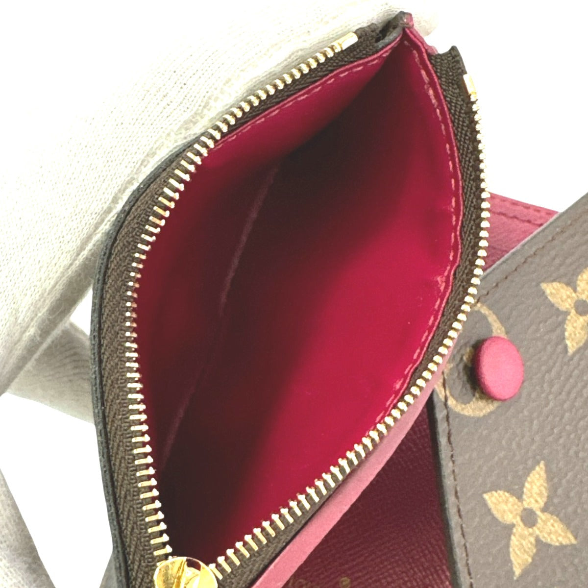 LOUIS VUITTON Coin case M41938 Monogram canvas Red Coin purse with Card Case Monogram Portefeuille Victorine Women Used Authentic