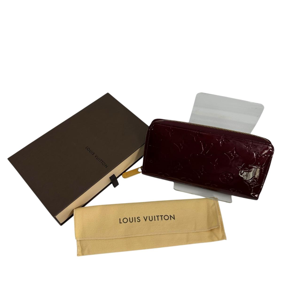 LOUIS VUITTON Long Wallet Purse M61379 Monogram Vernis Magenta Zip Around Monogram Zippy wallet Women Used Authentic