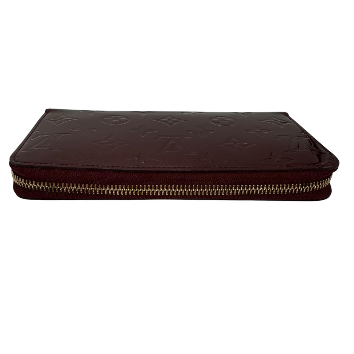 LOUIS VUITTON Long Wallet Purse M61379 Monogram Vernis Magenta Zip Around Monogram Zippy wallet Women Used Authentic