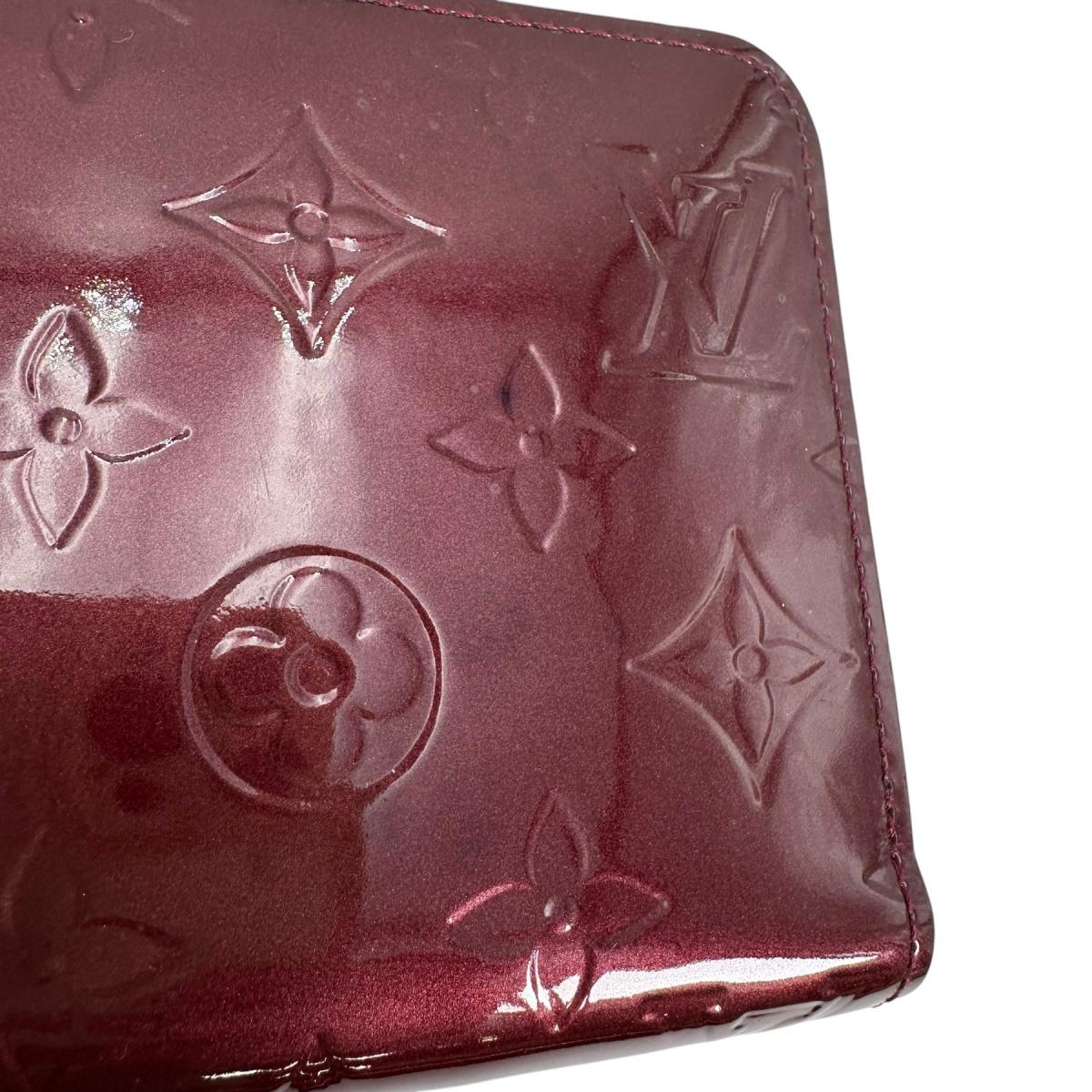 LOUIS VUITTON Long Wallet Purse M61379 Monogram Vernis Magenta Zip Around Monogram Zippy wallet Women Used Authentic