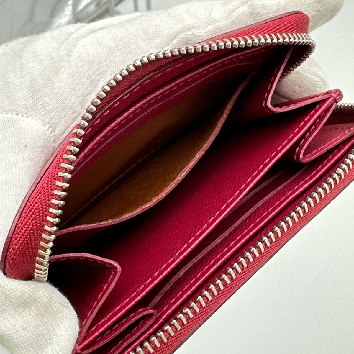 LOUIS VUITTON Coin case M60383 Epi Leather Red Coin case Epi Zip around purse Women Used Authentic