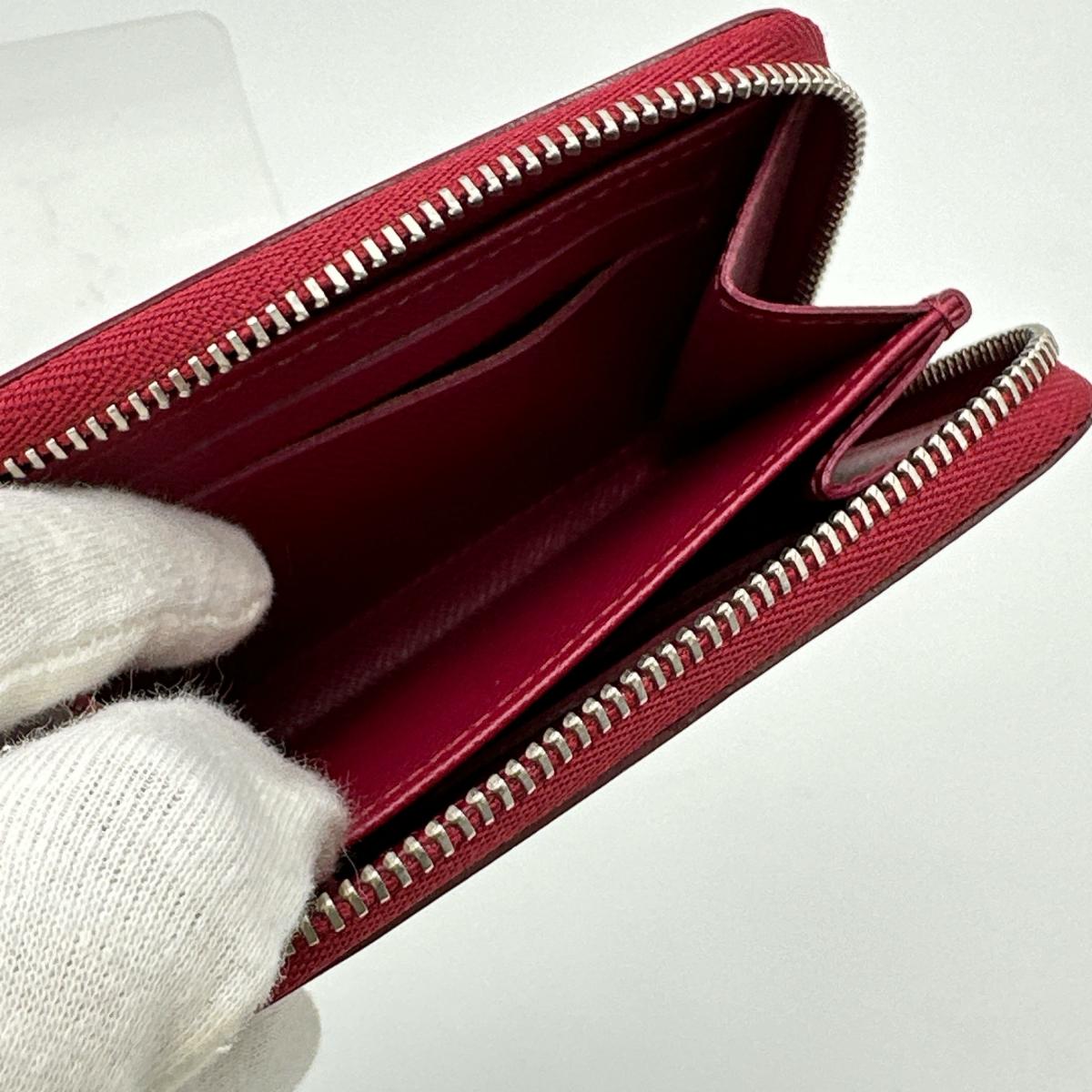 LOUIS VUITTON Coin case M60383 Epi Leather Red Coin case Epi Zip around purse Women Used Authentic