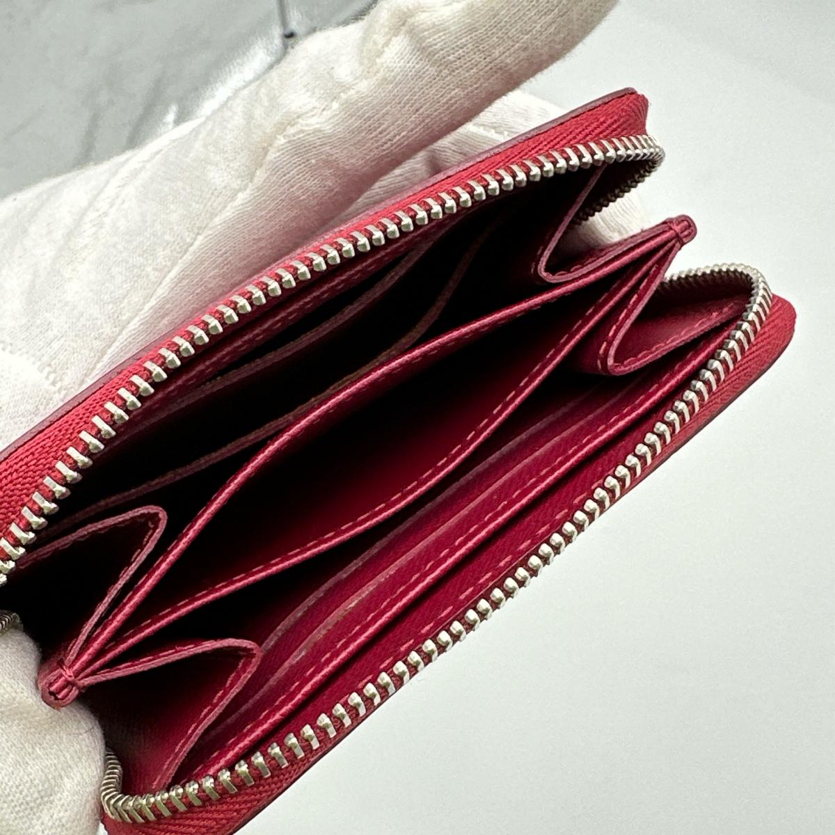 LOUIS VUITTON Coin case M60383 Epi Leather Red Coin case Epi Zip around purse Women Used Authentic