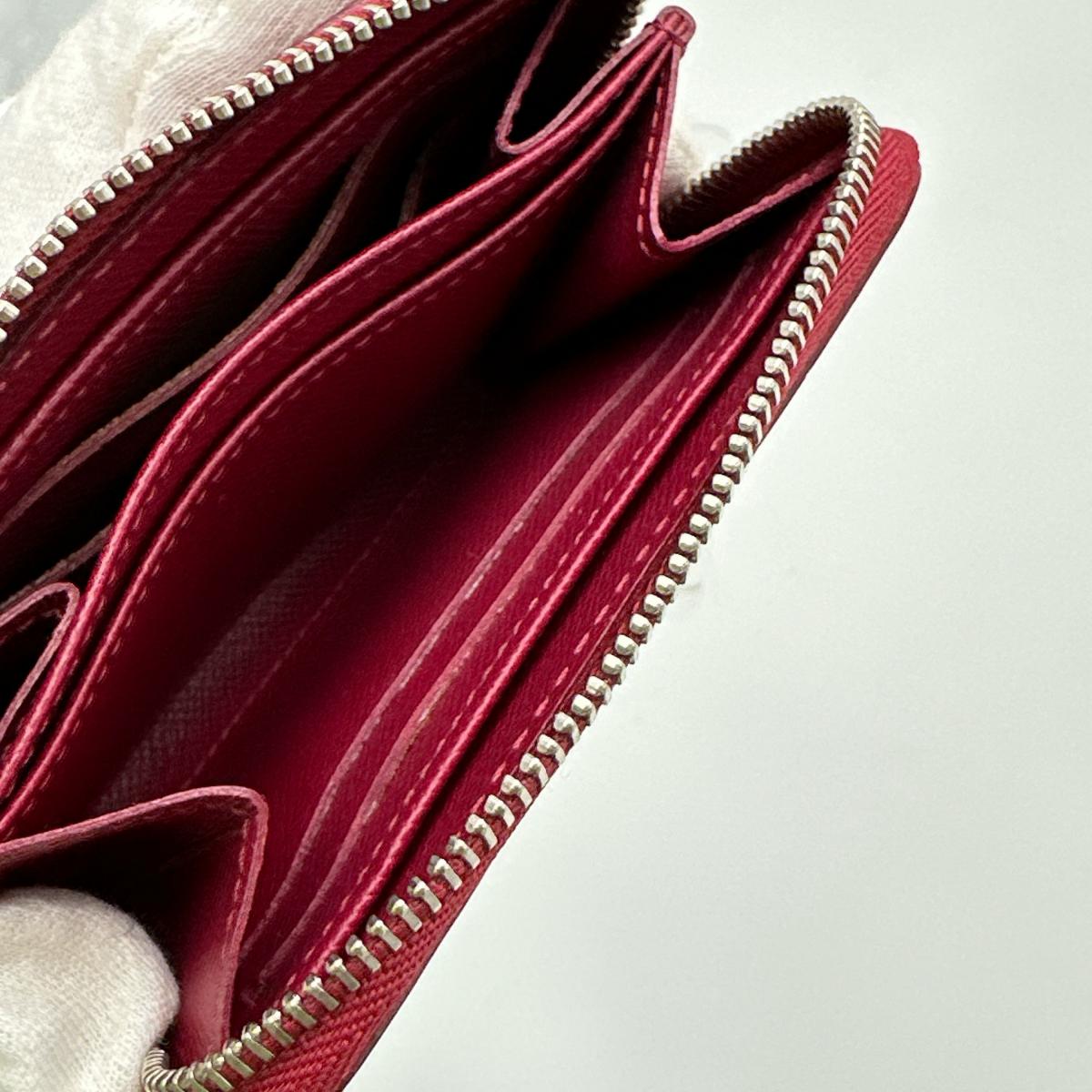LOUIS VUITTON Coin case M60383 Epi Leather Red Coin case Epi Zip around purse Women Used Authentic
