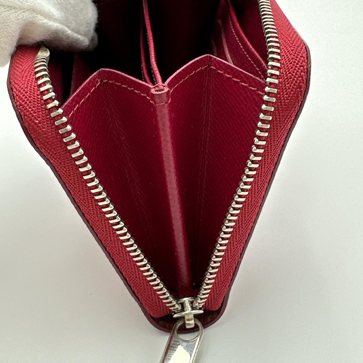 LOUIS VUITTON Coin case M60383 Epi Leather Red Coin case Epi Zip around purse Women Used Authentic