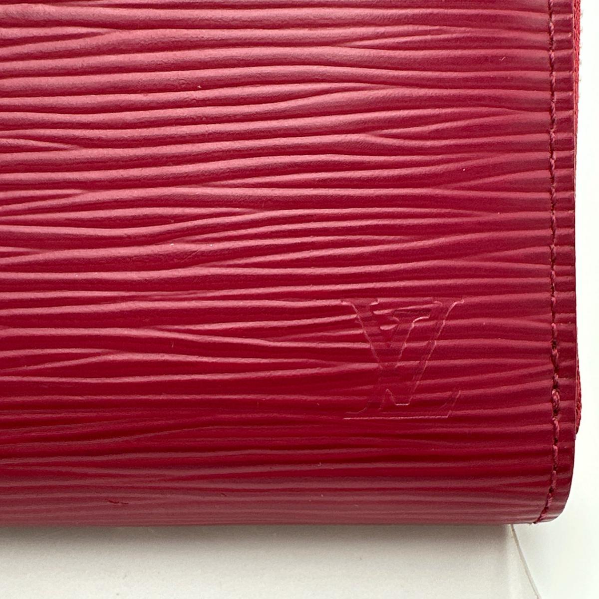 LOUIS VUITTON Coin case M60383 Epi Leather Red Coin case Epi Zip around purse Women Used Authentic
