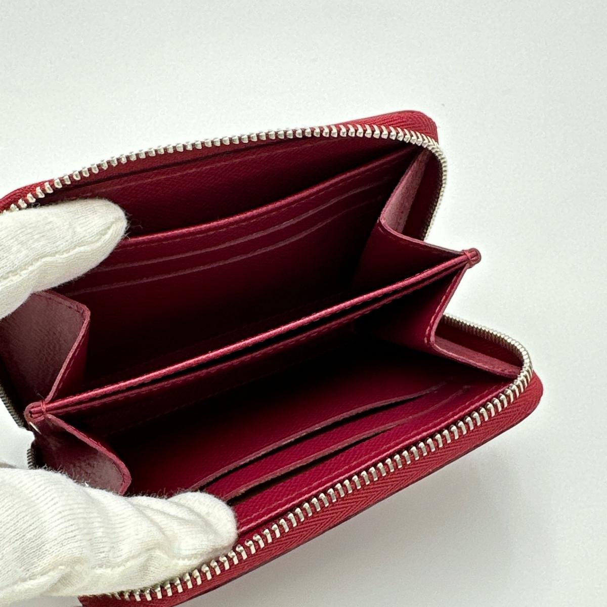 LOUIS VUITTON Coin case M60383 Epi Leather Red Coin case Epi Zip around purse Women Used Authentic