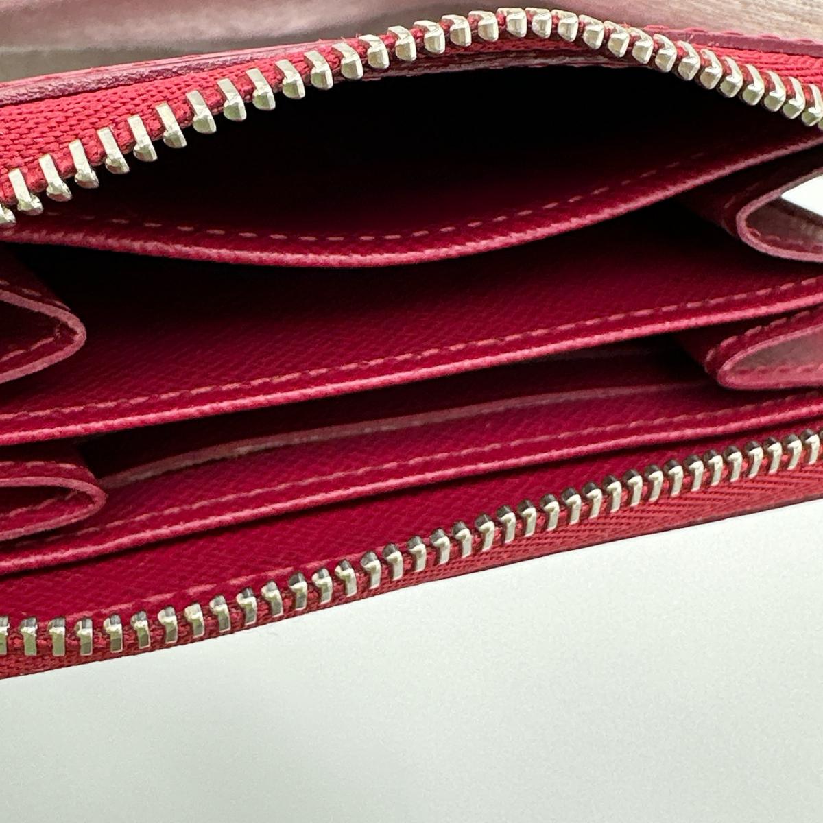 LOUIS VUITTON Coin case M60383 Epi Leather Red Coin case Epi Zip around purse Women Used Authentic