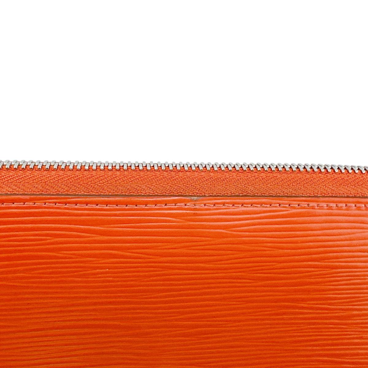 LOUIS VUITTON Long Wallet Purse M60310 Epi Leather Orange Zip Around Epi Zippy wallet Women Used Authentic