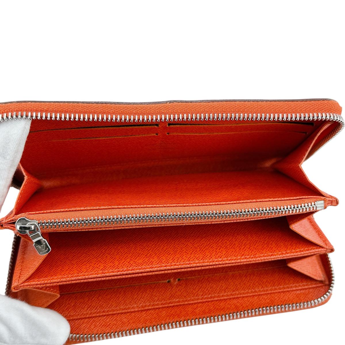 LOUIS VUITTON Long Wallet Purse M60310 Epi Leather Orange Zip Around Epi Zippy wallet Women Used Authentic
