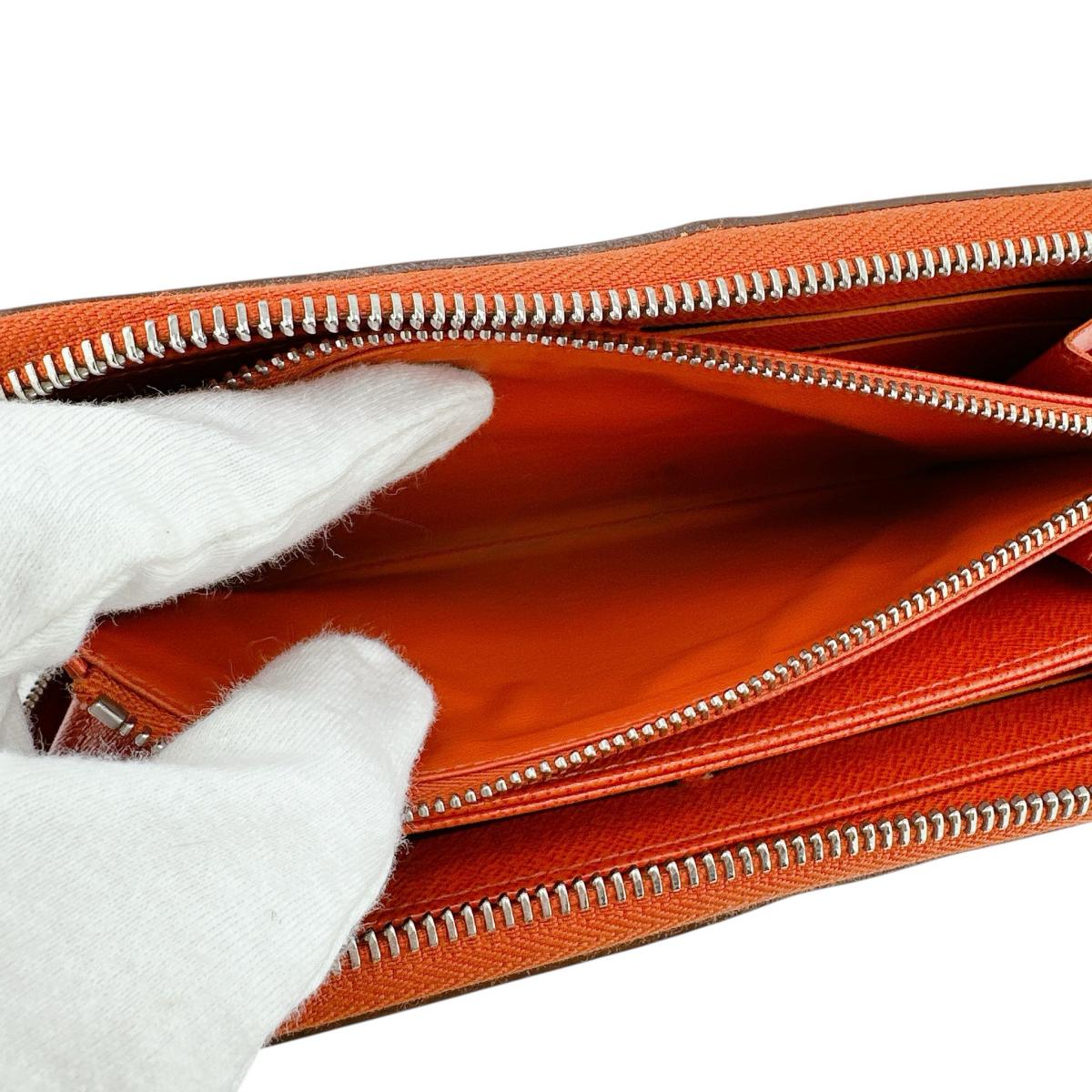 LOUIS VUITTON Long Wallet Purse M60310 Epi Leather Orange Zip Around Epi Zippy wallet Women Used Authentic