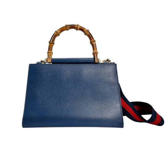 GUCCI Handbag 470271 Leather, Bamboo blue Bamboo leather 2way Women Used Authentic