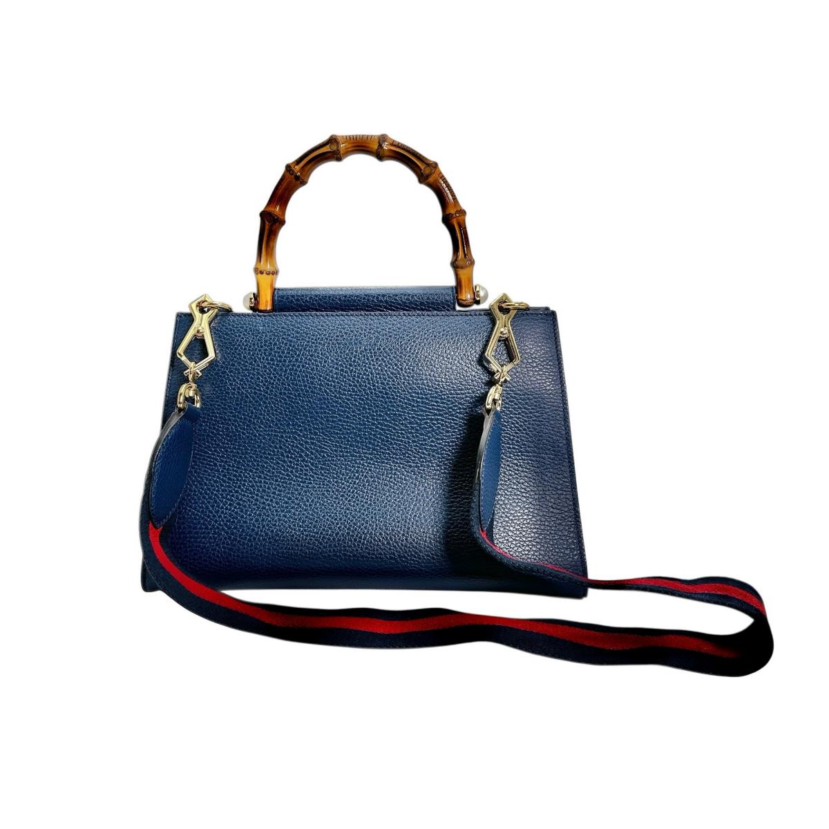GUCCI Handbag 470271 Leather, Bamboo blue Bamboo leather 2way Women Used Authentic