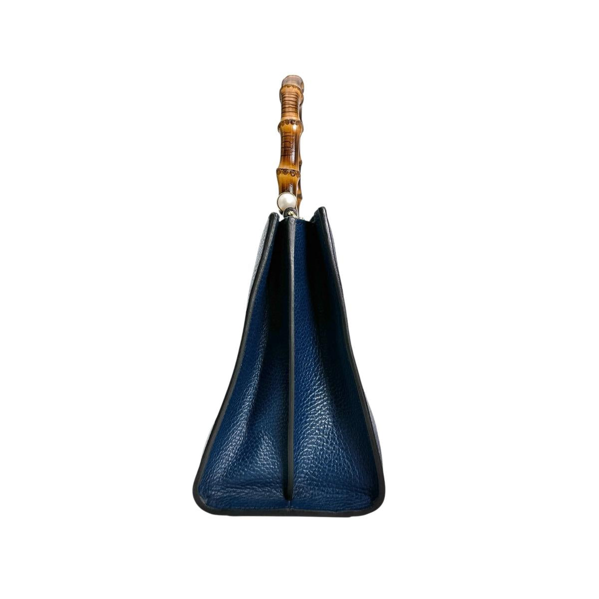 GUCCI Handbag 470271 Leather, Bamboo blue Bamboo leather 2way Women Used Authentic