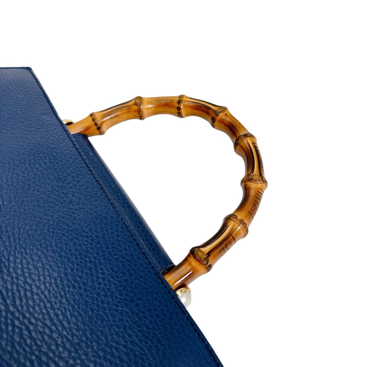 GUCCI Handbag 470271 Leather, Bamboo blue Bamboo leather 2way Women Used Authentic