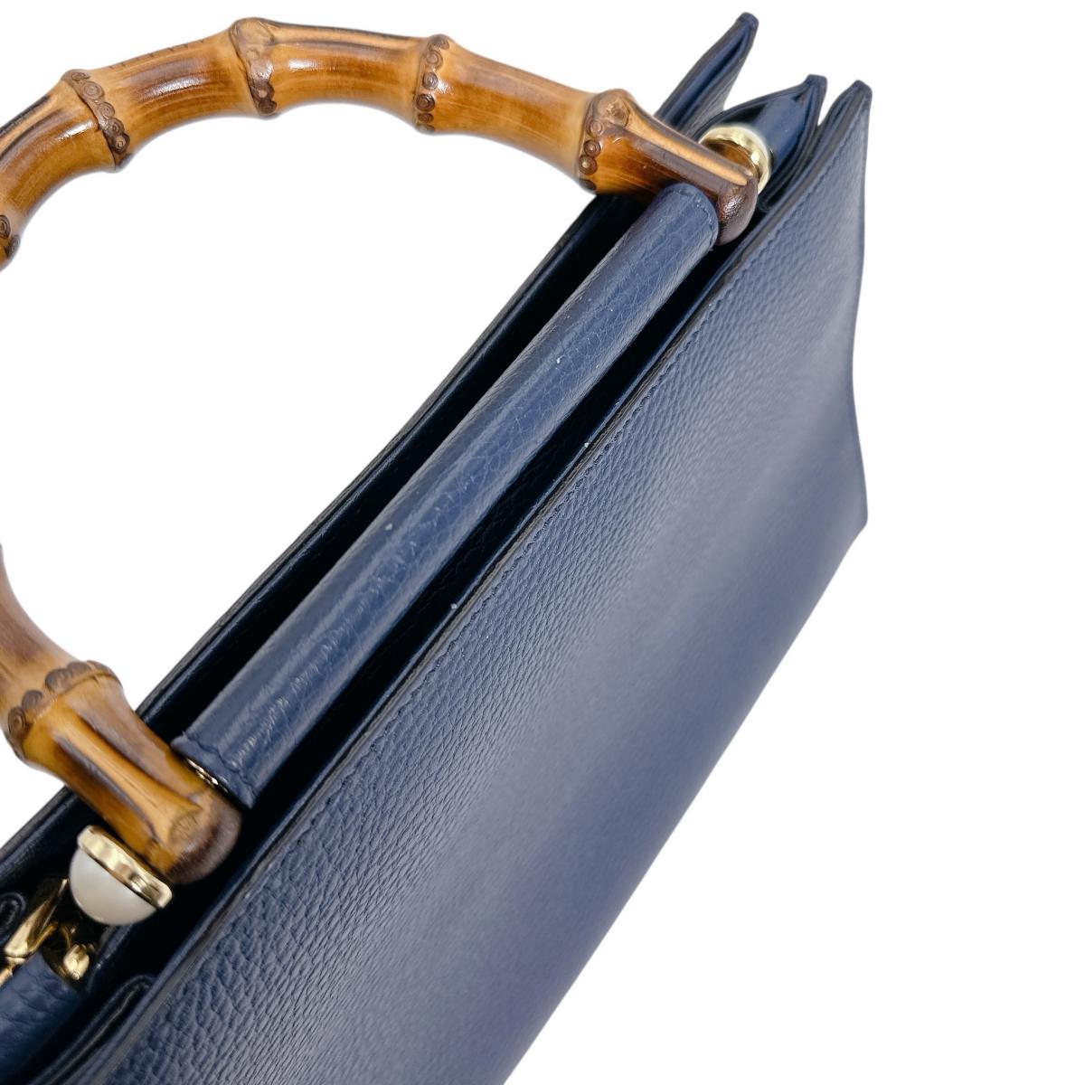 GUCCI Handbag 470271 Leather, Bamboo blue Bamboo leather 2way Women Used Authentic
