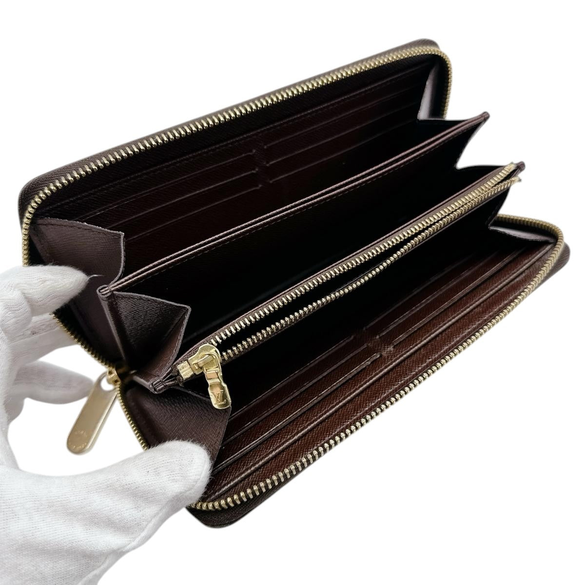 LOUIS VUITTON Long Wallet Purse N41661 Damier canvas Brown Long Wallet Purse Damier Zippy wallet unisex(Unisex) Used Authentic