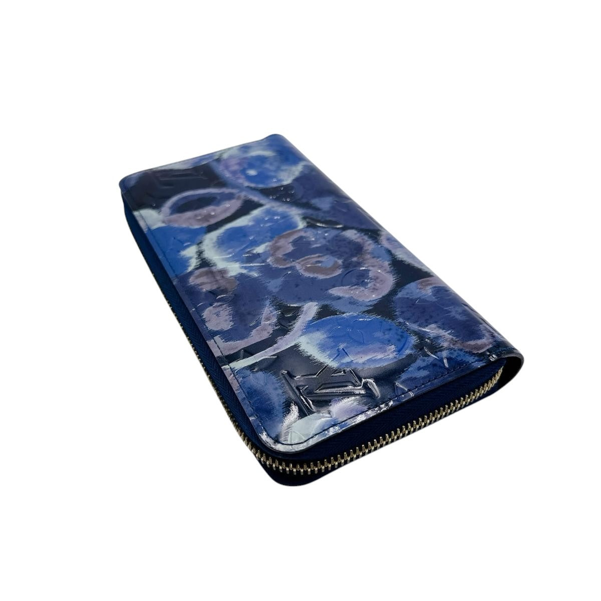LOUIS VUITTON Long Wallet Purse M90018 Monogram Vernis blue Long Wallet Purse Monogram Vernis Ikat flower unisex(Unisex) Used Authentic