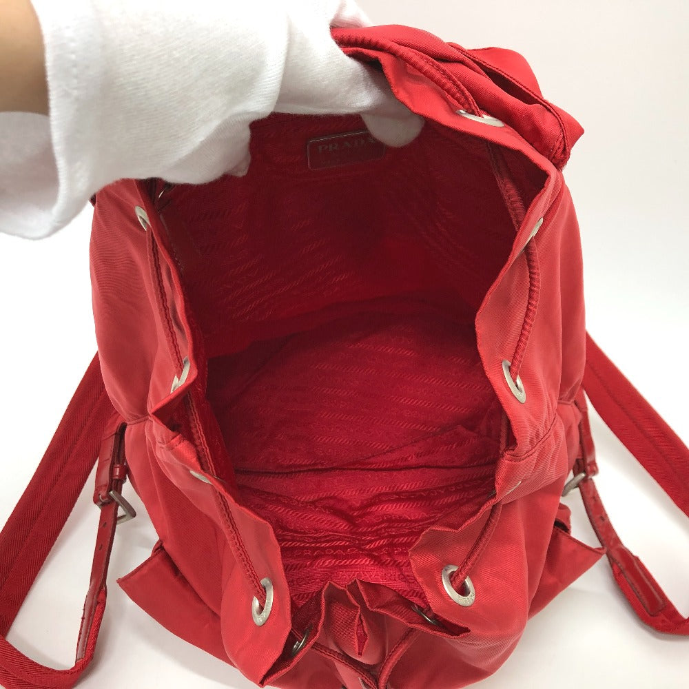 PRADA Backpack Nylon Red With logo Women Used Authentic