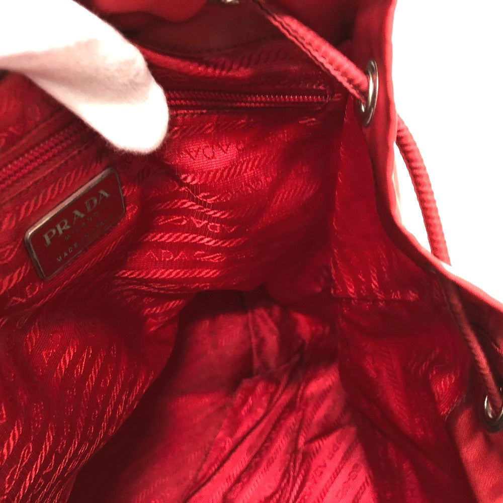 PRADA Backpack Nylon Red With logo Women Used Authentic