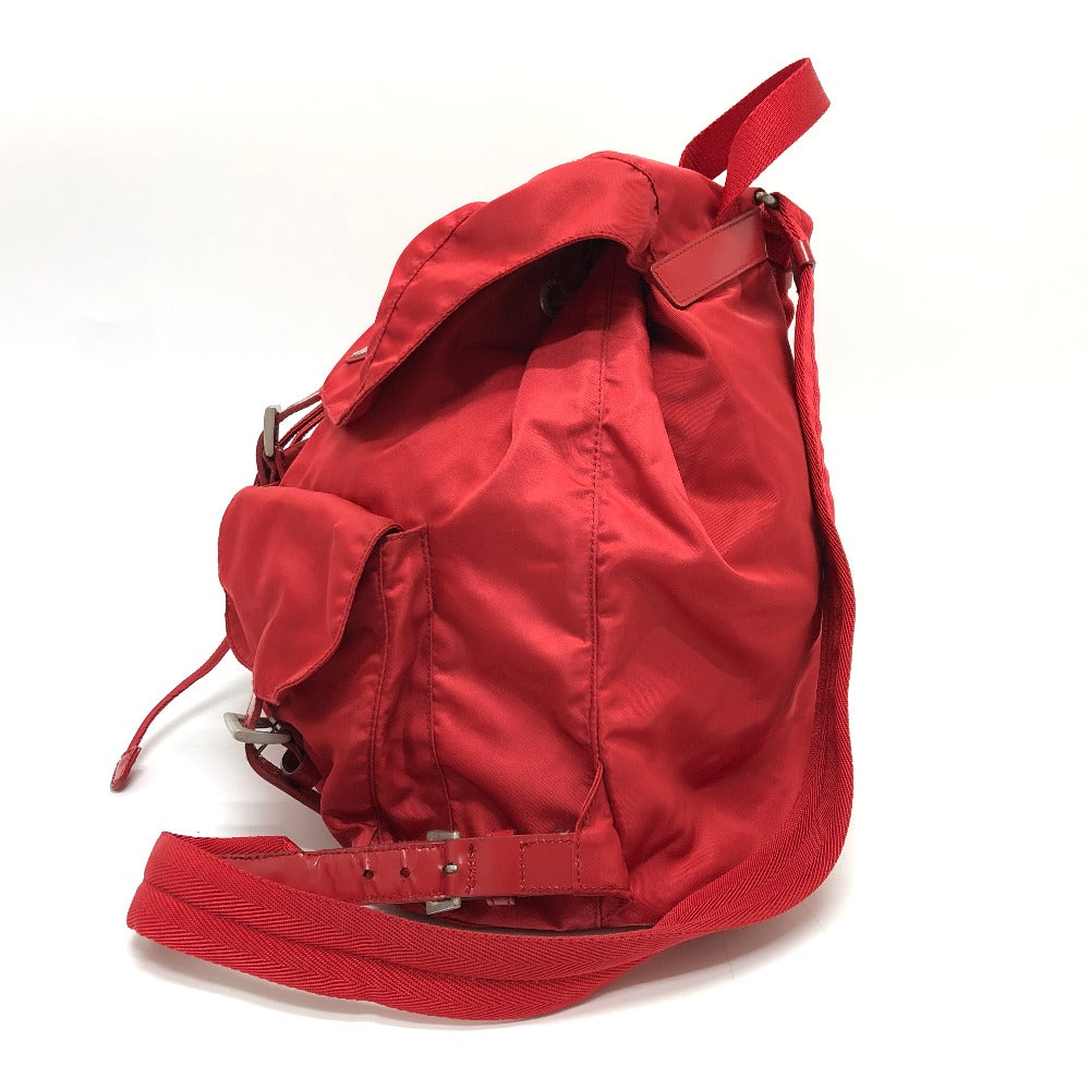 PRADA Backpack Nylon Red With logo Women Used Authentic