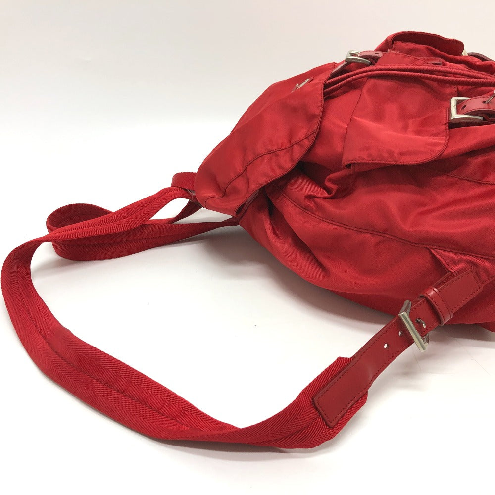 PRADA Backpack Nylon Red With logo Women Used Authentic