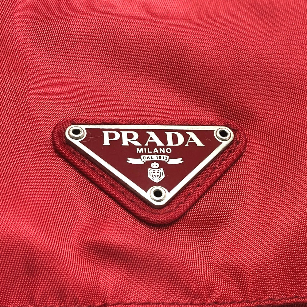 PRADA Backpack Nylon Red With logo Women Used Authentic