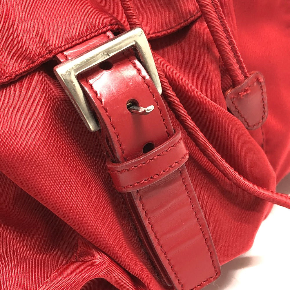 PRADA Backpack Nylon Red With logo Women Used Authentic