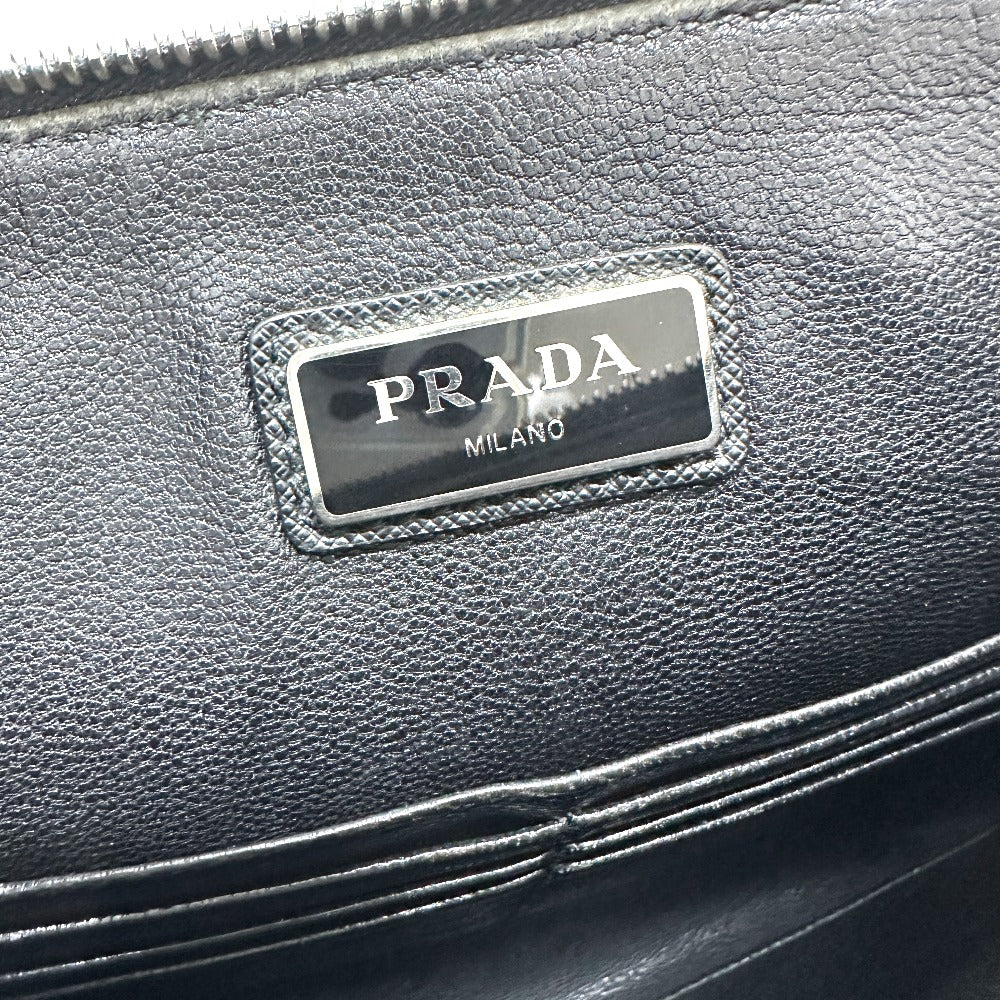 PRADA Clutch bag 2NG001 Safiano leather black logo rabbit mens Used Authentic