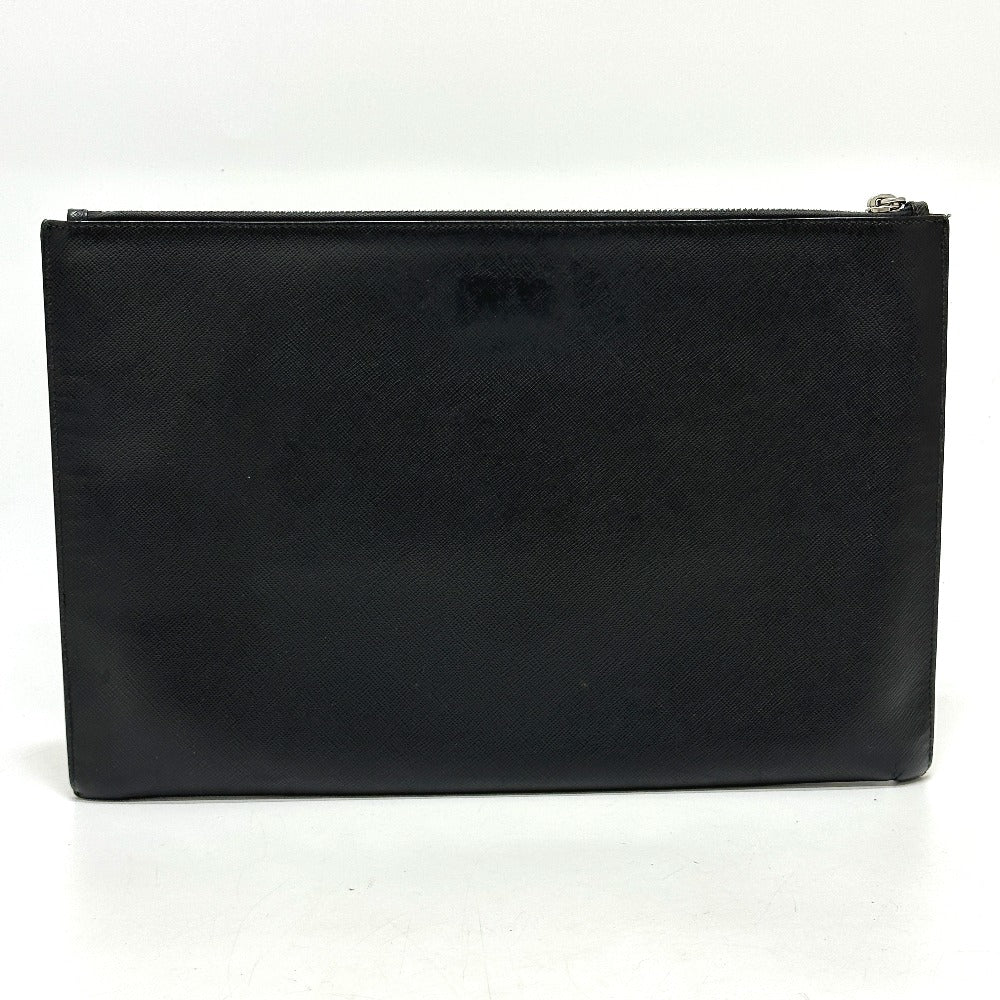 PRADA Clutch bag 2NG001 Safiano leather black logo rabbit mens Used Authentic