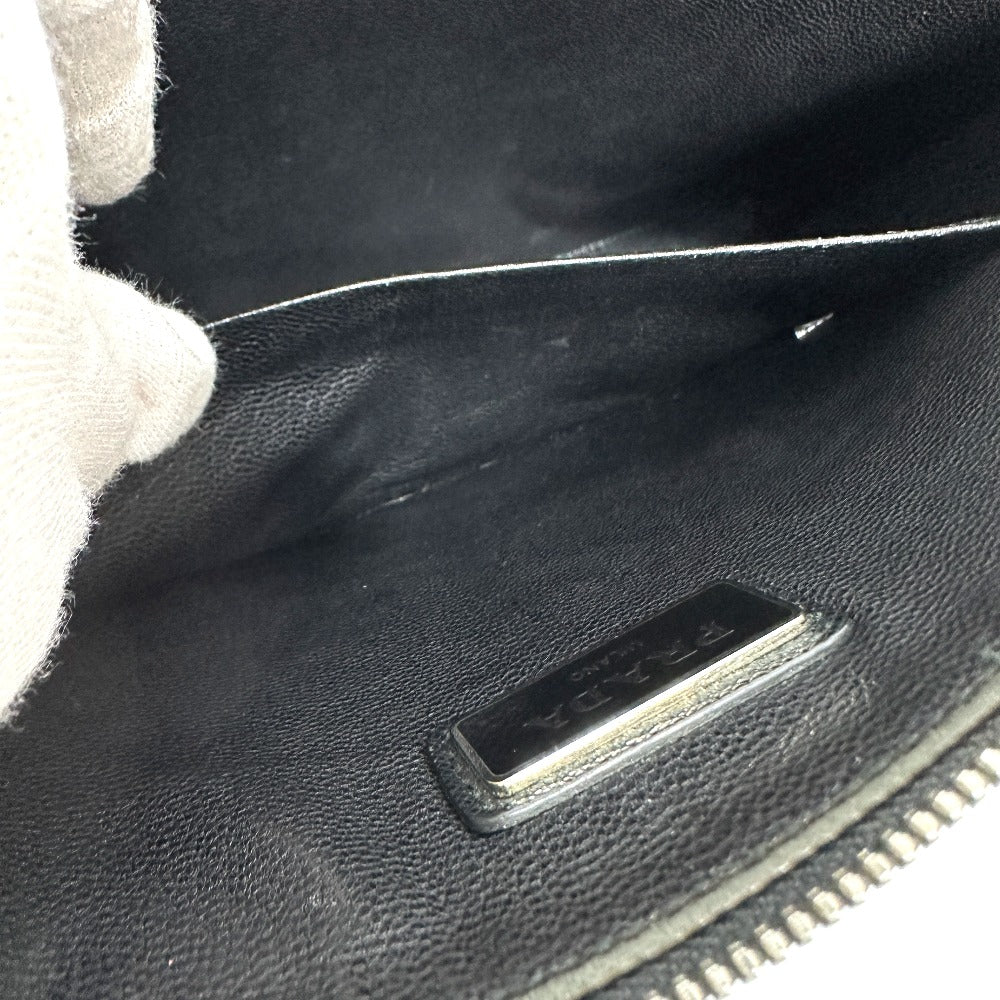 PRADA Clutch bag 2NG001 Safiano leather black logo rabbit mens Used Authentic