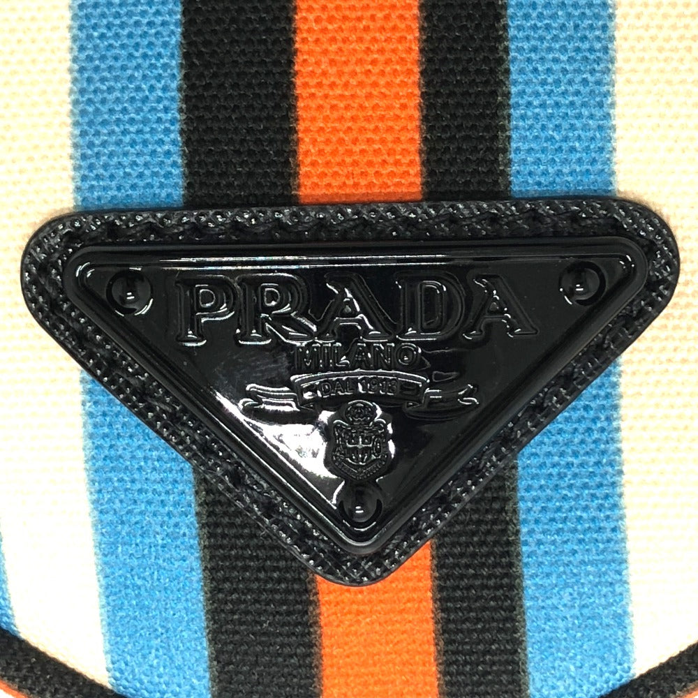 PRADA Pouch 2NE053 canvas Orange x blue Triangle logo Clutch bag mens Used Authentic