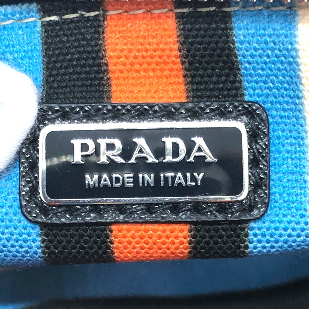 PRADA Pouch 2NE053 canvas Orange x blue Triangle logo Clutch bag mens Used Authentic