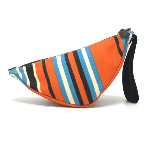PRADA Pouch 2NE053 canvas Orange x blue Triangle logo Clutch bag mens Used Authentic