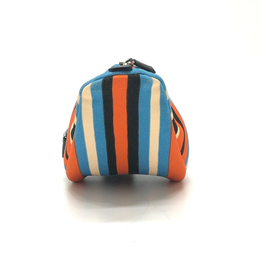 PRADA Pouch 2NE053 canvas Orange x blue Triangle logo Clutch bag mens Used Authentic