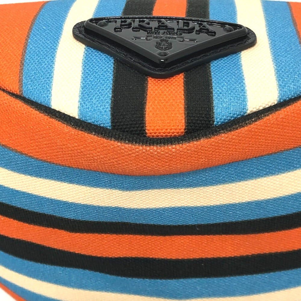 PRADA Pouch 2NE053 canvas Orange x blue Triangle logo Clutch bag mens Used Authentic