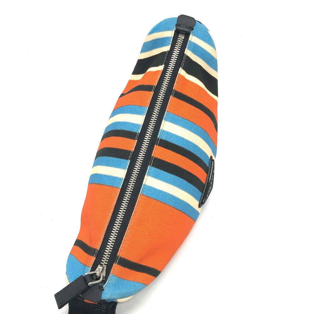 PRADA Pouch 2NE053 canvas Orange x blue Triangle logo Clutch bag mens Used Authentic