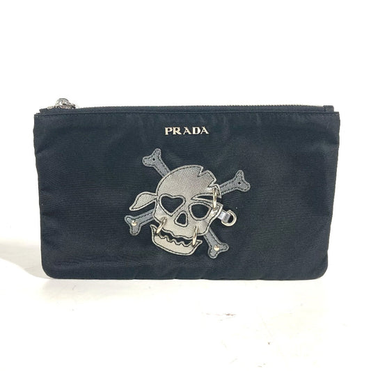 PRADA Pouch 2M1214 Nylon black Makeup pouch Cosmetics Pouch Skull skull unisex(Unisex) Used Authentic