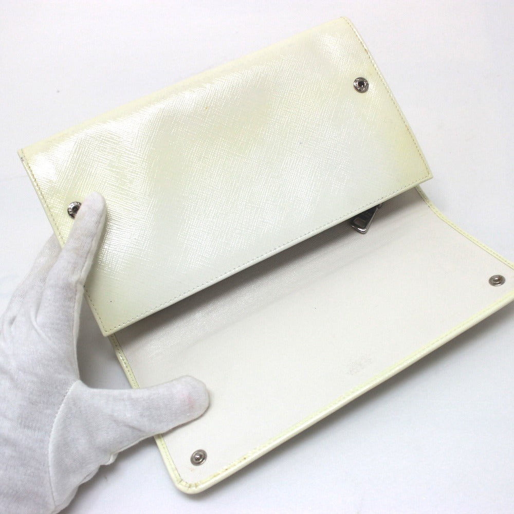 PRADA Long Wallet Purse leather white Wallet bag Studs Women Used Authentic