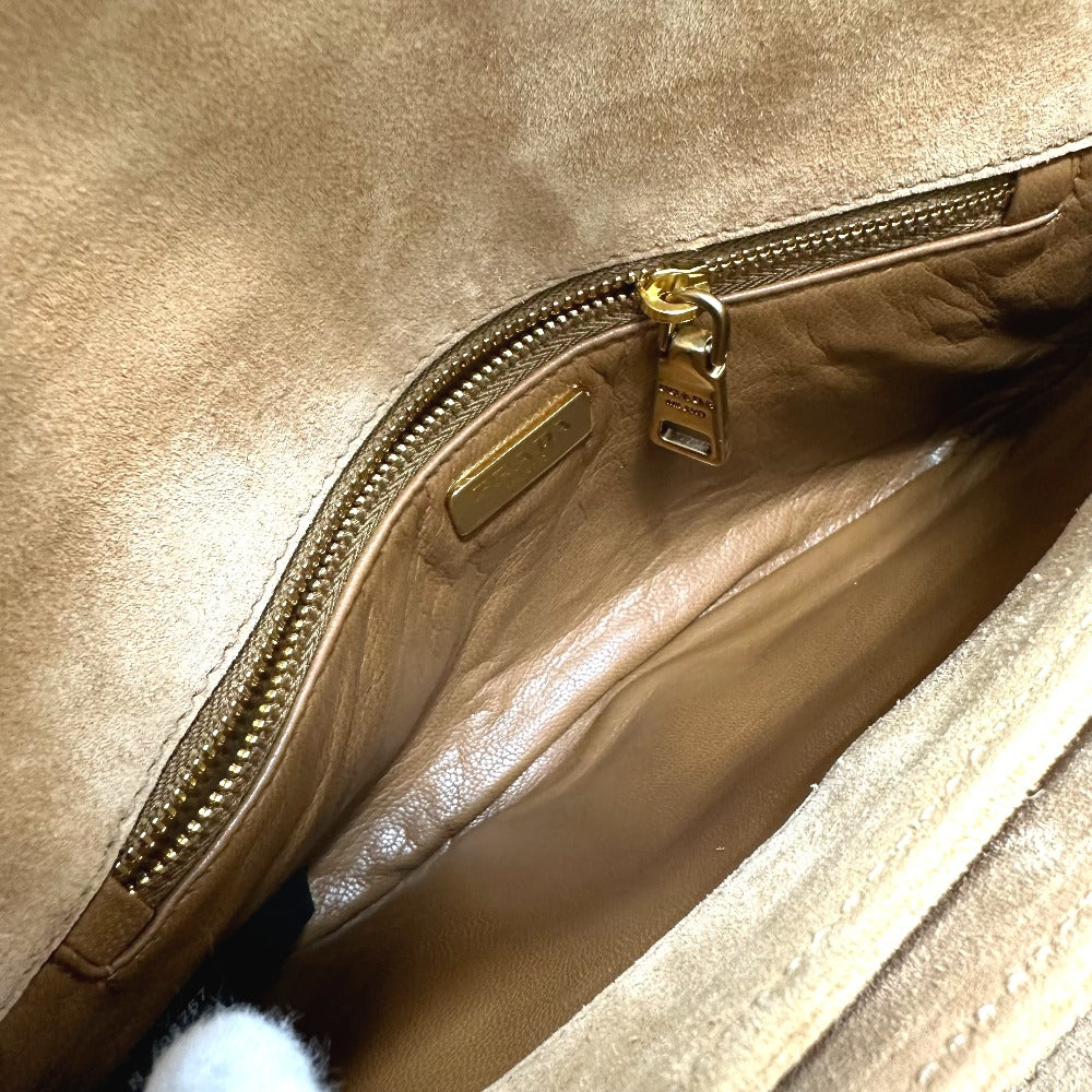 PRADA Shoulder Bag 1BD009 suede Brown logo