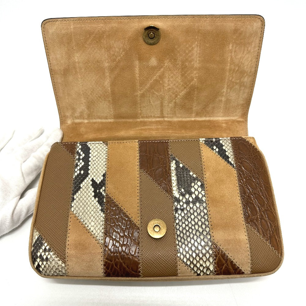 PRADA Shoulder Bag 1BD009 suede Brown logo