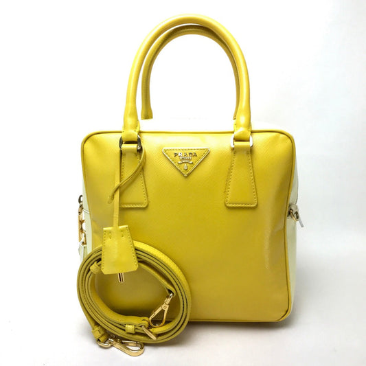 PRADA Handbag BL0864 leather yellow By color Saffiano Bernice Women Used Authentic