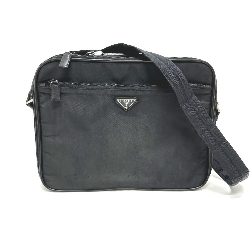 PRADA Business bag V147S Nylon black triangle plate